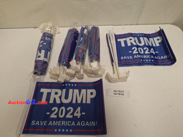 Lot 44-7027f - Lot of (25)  Trump 2024 flags E-Commerce Return, A basic inspection has been given to this item. Sold AS-IS.
