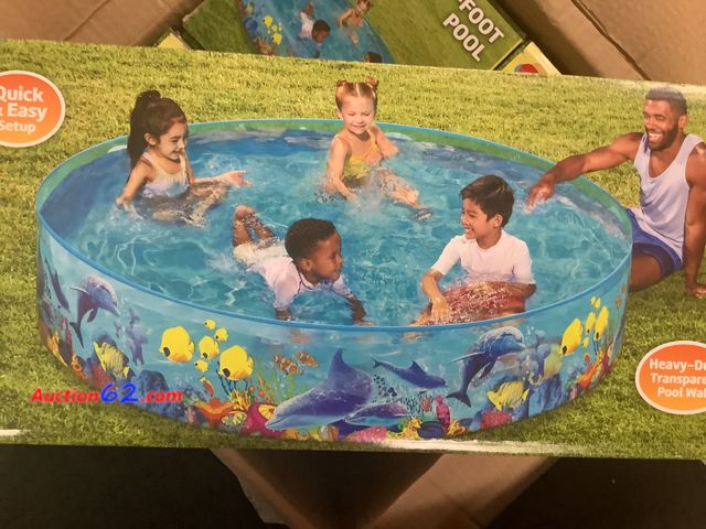 Lot 44-6107w - Play Day 8-Foot Wide Pool, Quick and Easy SetUp, Heavy-Duty Transparent Pool Wall, Includes Repair Patch, Ages 3+, New. Retail $40 See All P...