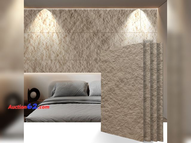 Lot 44-764w - $149.99 Retail price - KASARO PU 3D Faux Stone Wall Panels, 4 PCS Wainscoting Panel for Interior Wall Decor, Cement Texture Accent for Home,...