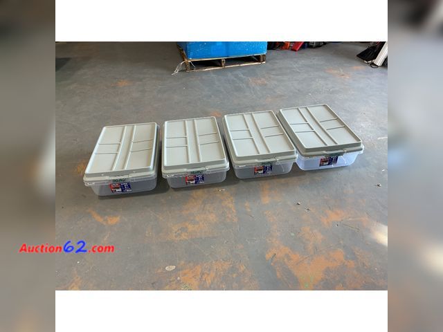 Lot 44-818i - Hefty HI-RISE Storage Box, 40-qt, Secure Latch Click, Gray See All Photo's Not Tested E-Commerce Return, A basic inspection has been given t...