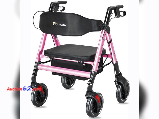 Lot 44-1629e - $209.99 Retail price - FlyingJoy Foldable Rollator Walkers for Seniors with Seat, 450Lbs All-Terrain Walker,22" Extra-Wide Ergonomic Breatha...