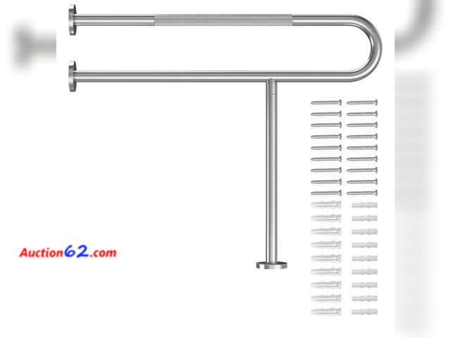 Lot 44-2525e - Missing pole- Toilet Grab Bar Support Rail 31.5 Inch, Anti-Slip Knurled Brushed Nickel Safety Bar, Handicap Bathroom Handrails for Elderly D...