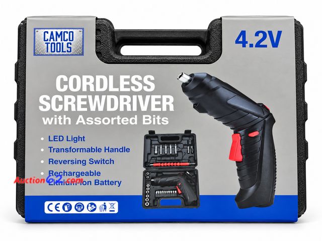 Lot 44-6092m - 4.2 V cordless screwdriver from camco tools. New. Opened for pictures. Appears New, A basic inspection has been given to this item. Sold AS-...