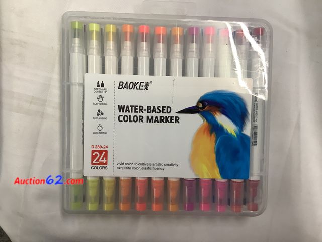 Lot 44-6141a - BAOKE Water-Based Color Markers, 24 Colors, See All Photo's Not Tested Never opened, Factory Sealed