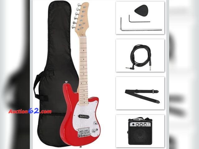 Lot 44-7432o - Ktaxon 30" electric guitar, guitar beginner electric guitar kit with 5-watt amp, portable bag, adjustable shoulder strap, electric, power wi...