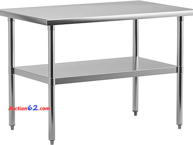 Lot 44-75z - Retail Value of $971- Garvee Stainless Steel Work Table,48x30 Inches NSF Certified Heavy Duty Kitche...