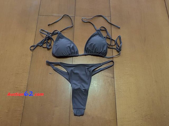 Lot 44-3020g - New Size Small - ForBeautyShe Women's Coffee Bikini / Adjustable Straps Triangle Top, High Cut Brazilian Thong Bottom - New - See Pictures