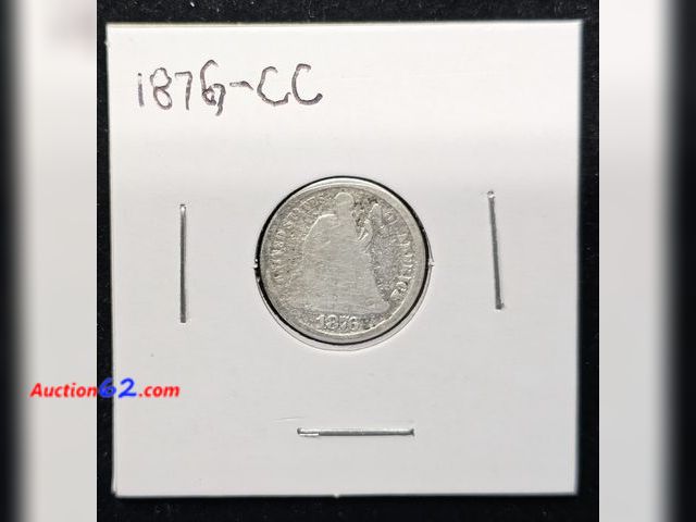 Lot 44-8346o - 1876-CC SEATED LIBERTY 90% SILVER DIME. MINTED IN CARSON CITY.-NT
