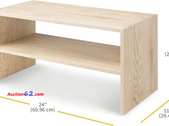 Lot 44-5508I - Whitmor Wood Stackable 2-Shelf Shoe Rack, White Oak, 24 inches Appears New, A basic inspection has been given to this item. Sold AS-IS.