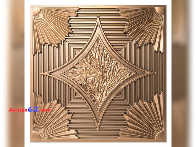 Lot 44-2742w - $89.99 Retail price - Art3d Drop Ceiling Tiles 24x24 in Bronze (12-Pack, 48 Sq.ft), 3D Wainscoting Panels Glue Up 2x2 Appears New, A basic i...