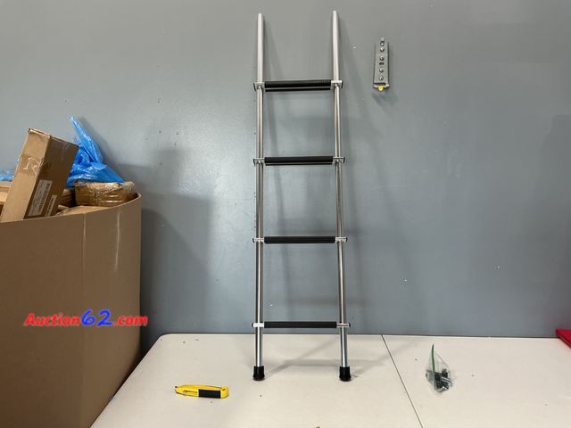 Lot 44-4103a - OUTPRIZE 52" RV Bunk Ladder, 4 Step Integrated Aluminum Camper Bunk Bed Ladder with Anti-Slip Rubber Foot Pads, Sliver Appears New, A basic ...