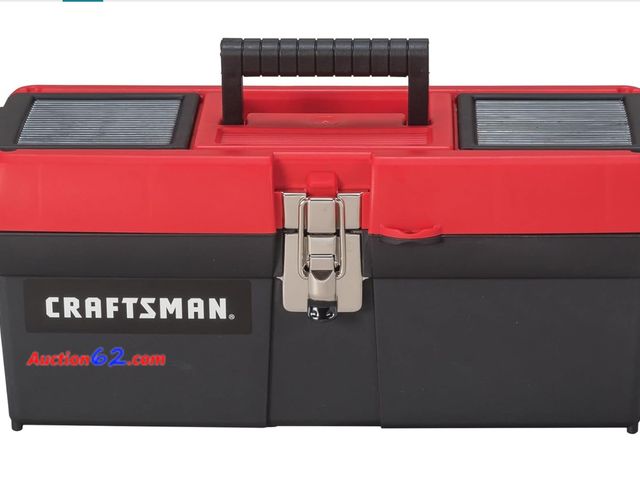Lot 44-532p - CRAFTSMAN Tool Box, Lockable, 16 in., Red/Black Appears New, A basic inspection has been given to this item. Sold AS-IS. See All Photo's Not...