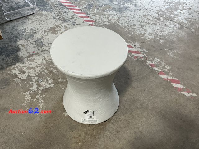 Lot 44-1553w - $100 Retail price - White Faux Stone Patio Accent Table - Threshold Designed with Studio McGee Not Tested See All Photo's Scratched E-Commer...