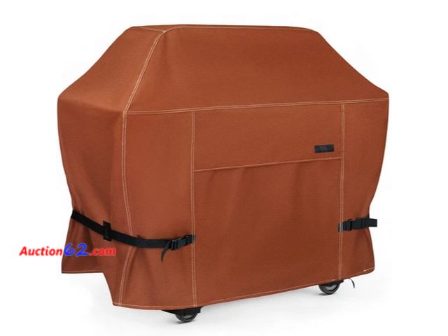Lot 44-5528p - NettyPro BBQ Grill Cover 56 Inch Outdoor Patio 600D Heavy Duty Waterproof (Brown). Appears New, A basic inspection has been given to this it...