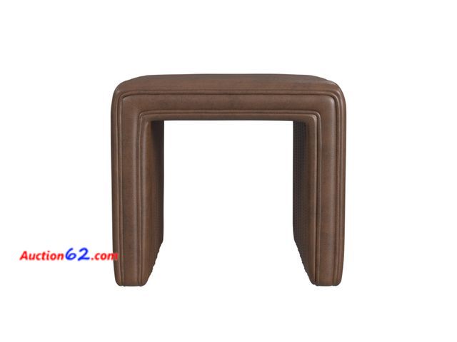 Lot 44-981e - $229.99 Retail price - HomePop 19" Modern Channel Tufted Ottoman - Brown Faux Leather Not Tested See All Photo's Appears New with box damage