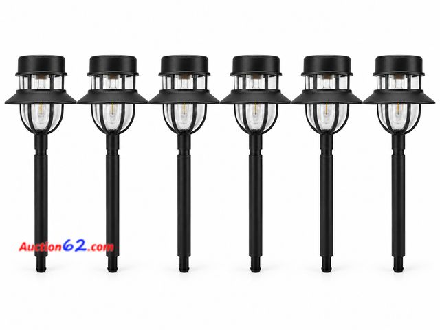 Lot 44-6157m - Solar Pathway Lights 6 Pack Waterproof, Long Lasting, solar Panel, auto on/off Appears New, A basic inspection has been given to this item. ...