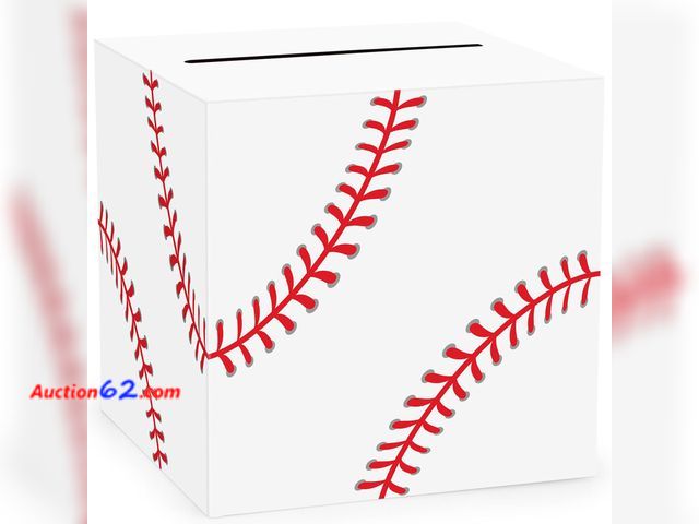 Lot 44-937m - Lot of 3 - Hxezoc Baseball Card Box Sports Party Favors Post Box Cardboard Receiving Money Holder for Baseball Theme Wedding Reception, Baby...