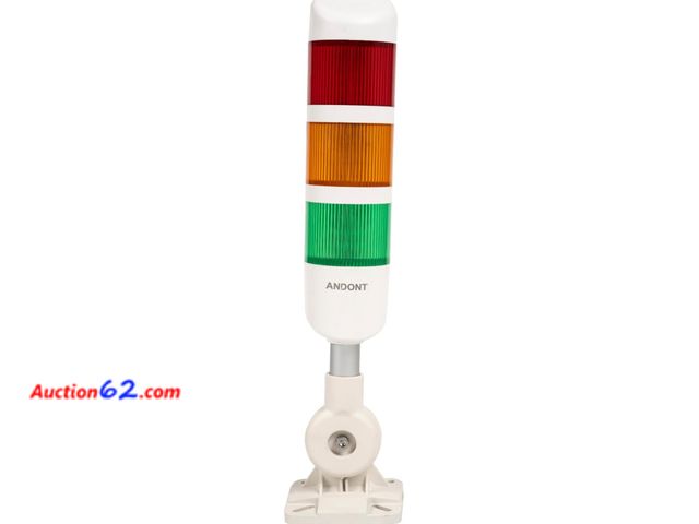 Lot 44-9046g - ANDONT Stack LED Tower Light, Industrial Warning Light with Rotatable Base, Steady/Flashing Light Switchable,24V DC(3 Layer, with Buzzer) Ap...