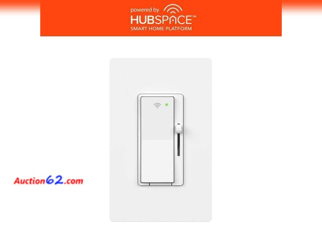 Lot 44-1889i - White Smart Paddle Dimmer for CFL, Halogen, Incandescent, LED, 1-Pack Powered by Hubspace Not Tested See All Photo's Appears New, A basic in...