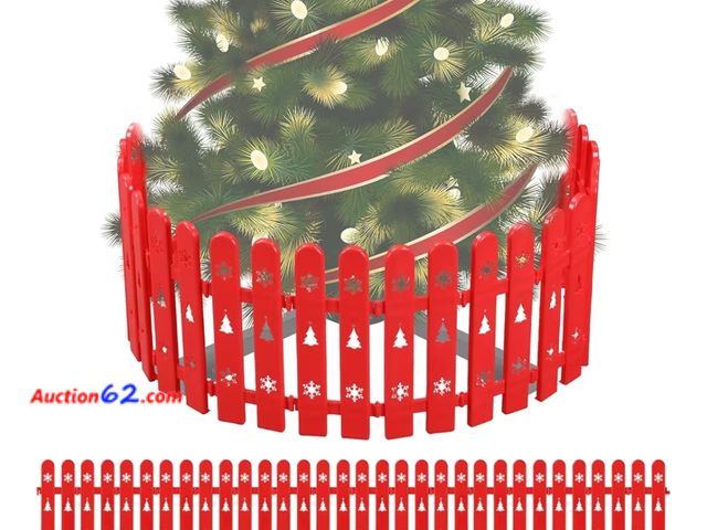 Lot 44-6633w - Christmas Tree Fence Red Plastic 24pcs Appears New, A basic inspection has been given to this item. Sold AS-IS.