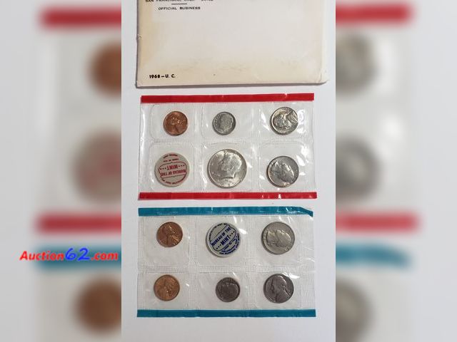 Lot 44-8503g - 1968 MINT SET W/40% SILVER KENNEDY HALF, WASHINGTON QUARTERS, ROOSEVELT DIMES, JEFFERSON NICKELS AND LINCOLN CENTS IN ORIGINAL US MINT PACKA...