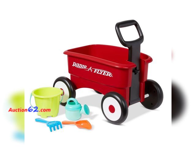 Lot 44-627j - Radio Flyer 2-in-1 Wagon with Garden Tools Push Walker
 Not Tested See All Photo's Appears New, A basic inspection has been given to this it...