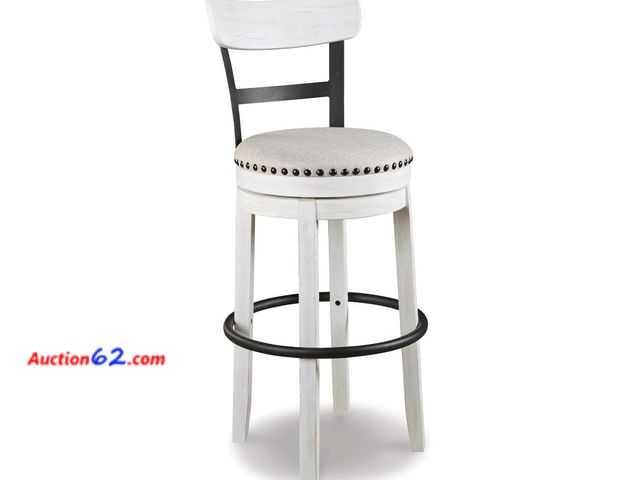 Lot 44-12t - $166 Retail price - Signature Design by Ashley Valebeck 30" Modern Swivel Pub Height Barstool, Whitewash Appears New, A basic inspection has...