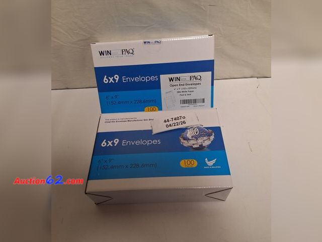 Lot 44-7407o - Lot of (2)  Winpaq 6×9 self-seal security catalog envelopes 100 pack, white, 28 lb paper, peel &amp; seal closure, ideal for mailing, organi...