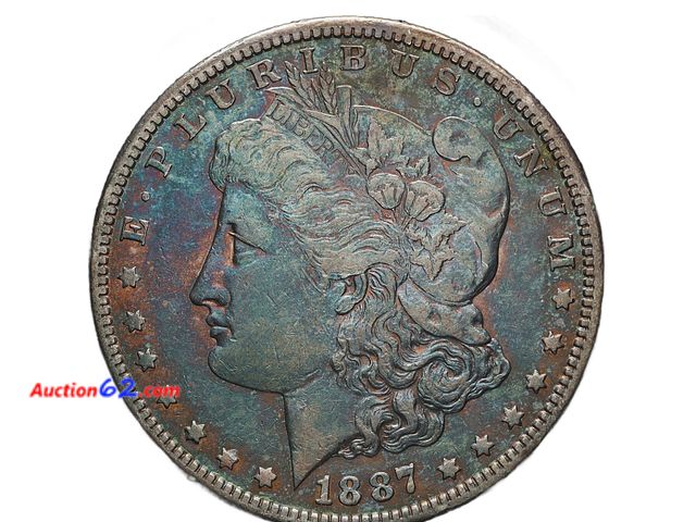 Lot 44-8309m - TONED 1887-S LIBERTY HEAD 90% SILVER SAN FRANCISCO MINTED MORGAN DOLLAR.-NT