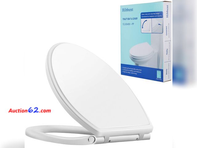 Lot 44-692o - Hibbent Premium Elongated Toilet Seat with Quiet Close, One-Click to Quick Release, Installation Non-Slip Seat Bumpers, Slow Toilet Seat and...