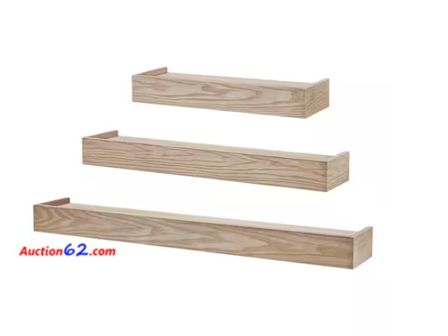 Lot 44-1580w - Modern Ash Wood Floating Wall Shelf (Set of 3) (36" W X 3" H X 6" D) Not Tested See All Photo's Appears New, A basic inspection has been giv...