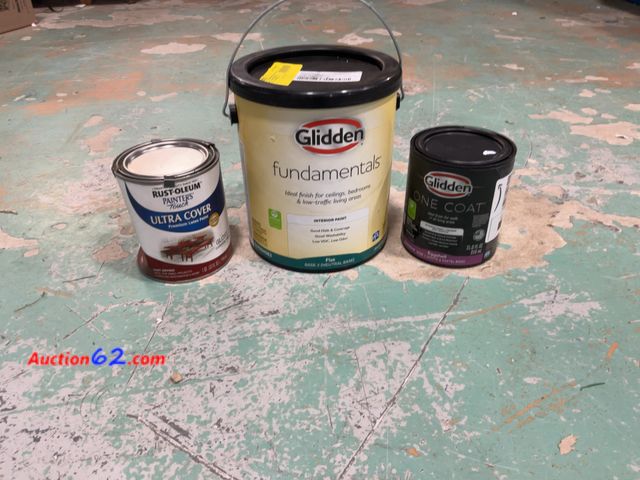 Lot 44-935p - Glidden &amp; Rust-Oleum Paint Collection - Interior Flat, Eggshell &amp; Premium Latex Gloss, Assorted Volumes E-Commerce Return, A basic i...