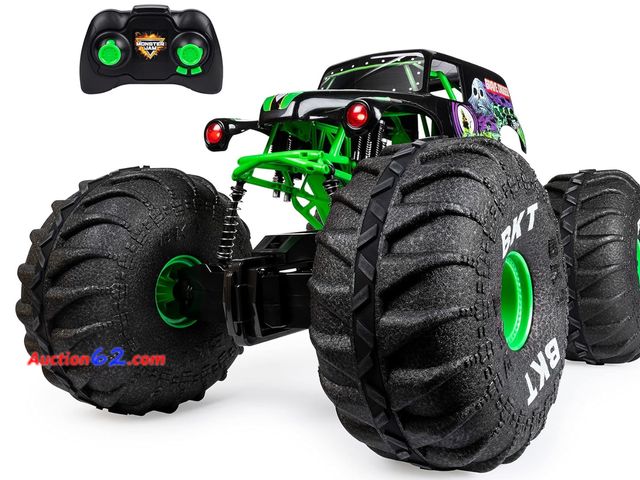 Lot 44-1145p - Retail value $219- Monster Jam, Official Mega Grave Digger All-Terrain Remote Control Monster Truck with Lights, 1:6 Scale, Kids Toys for Bo...