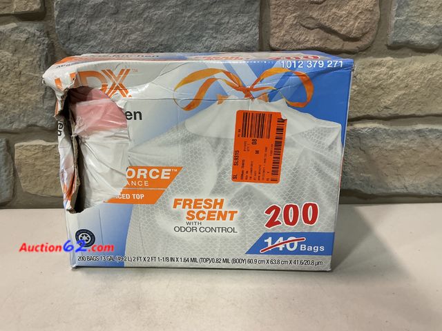 Lot 44-1674f - 13 Gallon Reinforced Top Drawstring Fresh Scented Tall Kitchen Trash Bags with 20% PCR (200-Count) See All Photo's Not Tested E-Commerce Ret...