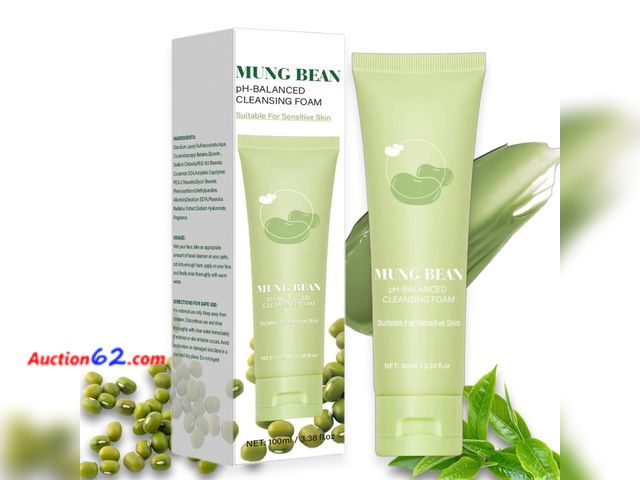 Lot 44-9053 - Lot of (2) Mung Bean Foam Cleanser, pH-Balanced Purifying Face Wash, Gently Cleanses Excess Oil &amp; Dirt for Smooth, Refreshed Skin, Daily...