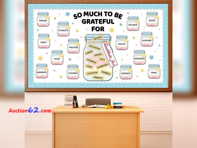 Lot 44-703 - 136Pcs Gratitude Jar Bulletin Board Back to School Classroom Decorations Growth Mindset Positive Paper Cutouts Appreciation Gratitude Pastel...