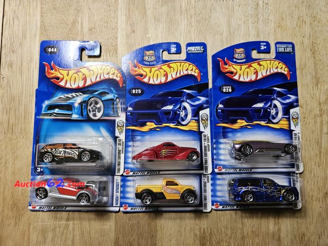 Lot 44-8303o - SIX (6) VINTAGE HOT WHEELS CARS -  2003 FIRST EDITIONS SWOOP COUPE, 2003 FIRST EDITIONS BOOM BOX, 2003 FIRST EDITIONS WHIP CREAMER, 2003 FIR...