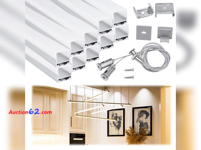 Lot 44-2683 - $79.99 Retail price - Muzata 10Pack 3.3FT/1M Spotless LED Channel with Hanging Wire No Hot Spots Silver Aluminum LED Strip Diffuser Channel ...