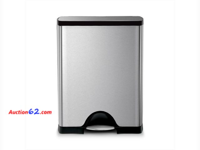Lot 44-169e - $149.99 Retail price - simplehuman 50 Liter / 13.0 Gallon Rectangular Kitchen Step Trash Can, Brushed Stainless Steel Appears New, A basic i...