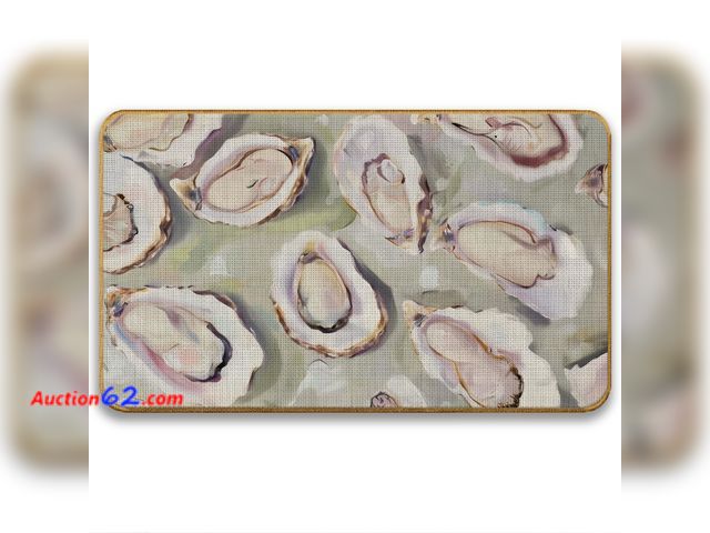 Lot 44-4064m - METNBASYY Coastal Beach Pastel Oyster Doormat, Watercolor Oyster Shell Ocean Door Mat for Inside Outside Entrance Porch, Nautical Welcome Ma...