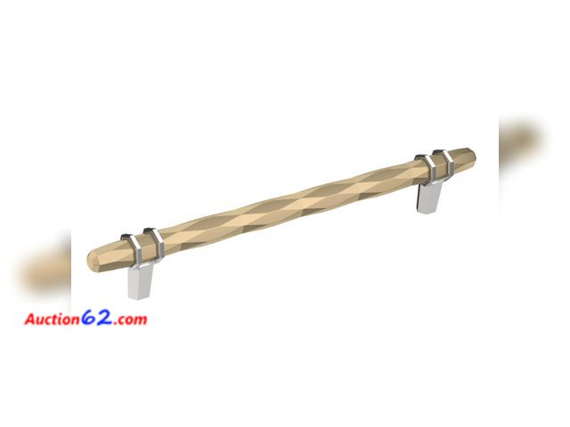 Lot 44-1912a - Amerock | Cabinet Pull | Golden Champagne/Polished Chrome | 8 inch (203 mm) Center-to-Center | London | 1 Pack | Drawer Pull | Drawer Handle...