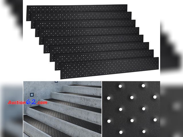 Lot 44-1962o - $85.99 Retail price - 8 Pcs 30 x 3.75 Inch Non Slip Aluminum Stair Tread Metal Stair Outdoor Anti Slip Stair Treads Nosing Powder Coated Bla...
