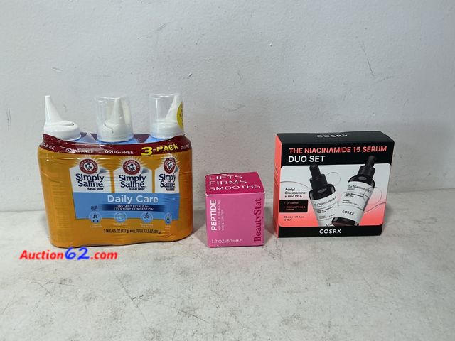Lot 44-563j - Simply Saline Daily Care 3-Pack, BeautyStat Peptide Moisturizer, Cosrx Niacinamide Set See All Photo's Not Tested E-Commerce Return, A basic...