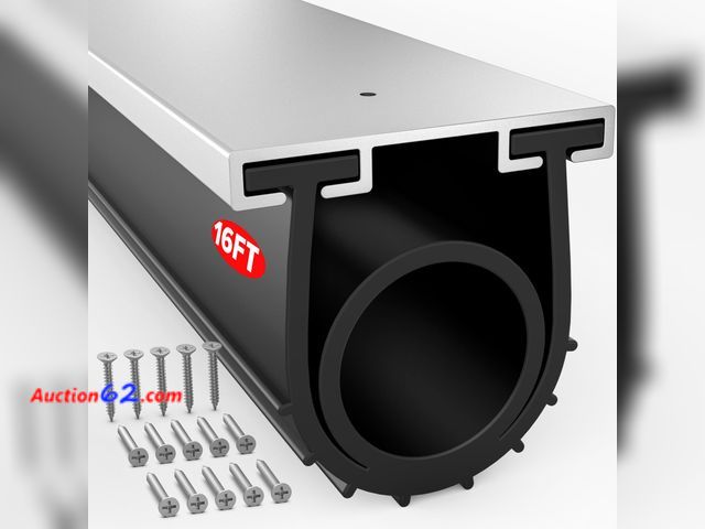 Lot 44-263 - Jin&amp;Bao Garage Door Bottom Seal with Pre-drilled Aluminum Track Retainer Base Kit, Heavy Duty U+O Ring Combination Weather Stripping Sea...