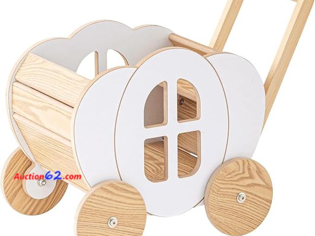 Lot 44-9062t - Retail of $109.99- PaletteLife Plant Caddy Storage Cart, Pumpkin Carriage Type, Pine Wood, Casters, White, BLT-629B Appears New, A basic ins...