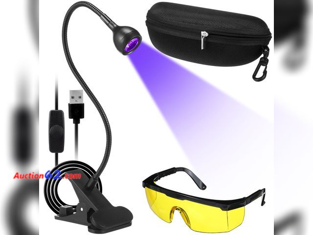 Lot 44-9057 - Glooglitter Gooseneck UV Nail Lamp 395nm UV LED Black Light fixtures Portable Blacklight 4 Level Adjustable 3W 5V USB for Gel Nail and Ultra...