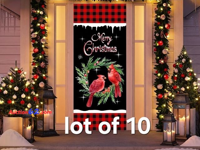 Lot 44-6604w - Lot of 10 OWUH Christmas Decorations Cardinal Door Covers Appears New, A basic inspection has been given to this item. Sold AS-IS.