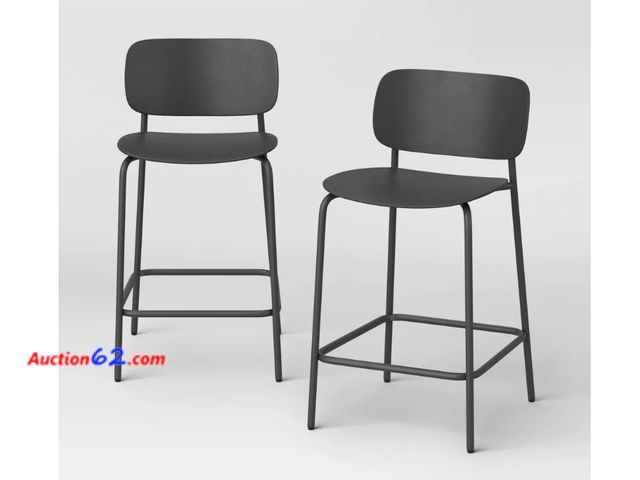 Lot 44-1576w - $80 Retail price - Set of 2 24" Molded Plastic with Metal Base Counter Height Barstool Black - Room Essentials™ Not Tested See All Photo's A...