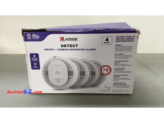 Lot 44-1858a - Kidde Detect Smoke + Carbon Monoxide Alarm 4 Pack See All Photo's Not Tested Appears New, A basic inspection has been given to this item. So...
