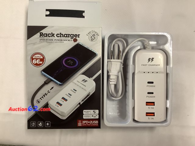 Lot 44-6033w - Rack Charger 66w output, fast Charger Anti-Static Power Socket, New. Opened for photos. See All Photo's Not Tested Never opened, Factory Sea...